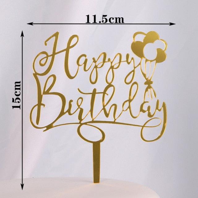 Happy Birthday Cake Topper Gold Cake Topper Acrylic Cake Topper Happy Birthday Cake Topper Cake Decoration Acrylic Letter Cake Toppers Party Supplies Happy Birthday Black Cake Decorations Stevvex