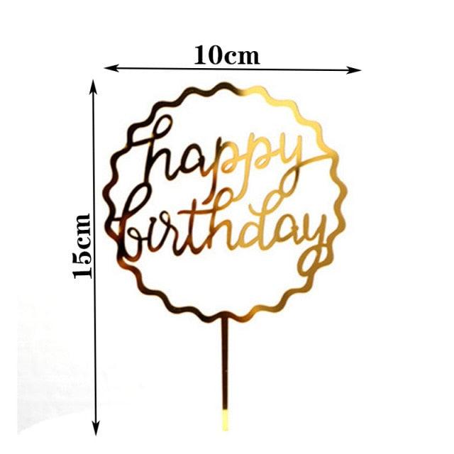 Happy Birthday Cake Topper Gold Cake Topper Acrylic Cake Topper Happy Birthday Cake Topper Cake Decoration Acrylic Letter Cake Toppers Party Supplies Happy Birthday Black Cake Decorations Stevvex