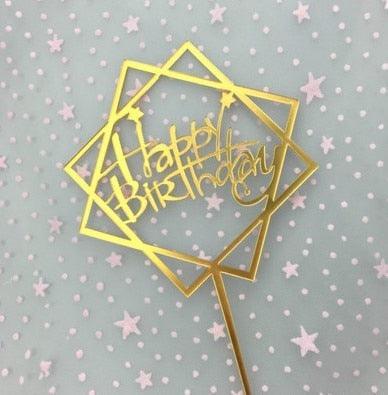 Happy Birthday Cake Topper Gold Cake Topper Acrylic Cake Topper Happy Birthday Cake Topper Cake Decoration Acrylic Letter Cake Toppers Party Supplies Happy Birthday Black Cake Decorations Stevvex