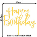 Happy Birthday Cake Topper Gold Cake Topper Acrylic Cake Topper Happy Birthday Cake Topper Cake Decoration Acrylic Letter Cake Toppers Party Supplies Happy Birthday Black Cake Decorations Stevvex