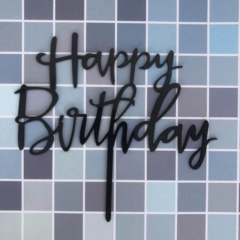 Happy Birthday Cake Topper Gold Cake Topper Acrylic Cake Topper Happy Birthday Cake Topper Cake Decoration Acrylic Letter Cake Toppers Party Supplies Happy Birthday Black Cake Decorations Stevvex
