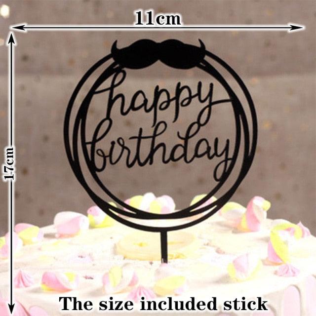Happy Birthday Cake Topper Gold Cake Topper Acrylic Cake Topper Happy Birthday Cake Topper Cake Decoration Acrylic Letter Cake Toppers Party Supplies Happy Birthday Black Cake Decorations Stevvex