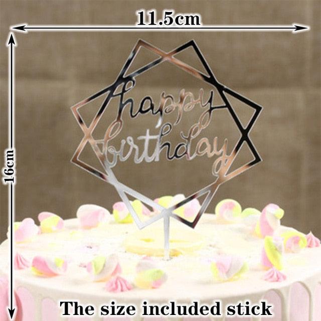 Happy Birthday Cake Topper Gold Cake Topper Acrylic Cake Topper Happy Birthday Cake Topper Cake Decoration Acrylic Letter Cake Toppers Party Supplies Happy Birthday Black Cake Decorations Stevvex