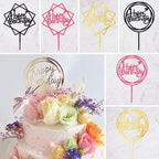 Happy Birthday Cake Topper Gold Cake Topper Acrylic Cake Topper Happy Birthday Cake Topper Cake Decoration Acrylic Letter Cake Toppers Party Supplies Happy Birthday Black Cake Decorations Stevvex