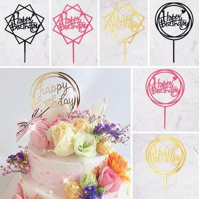 Happy Birthday Cake Topper Gold Cake Topper Acrylic Cake Topper Happy Birthday Cake Topper Cake Decoration Acrylic Letter Cake Toppers Party Supplies Happy Birthday Black Cake Decorations Stevvex