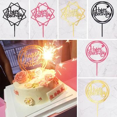 Happy Birthday Cake Topper Gold Cake Topper Acrylic Cake Topper Happy Birthday Cake Topper Cake Decoration Acrylic Letter Cake Toppers Party Supplies Happy Birthday Black Cake Decorations Stevvex