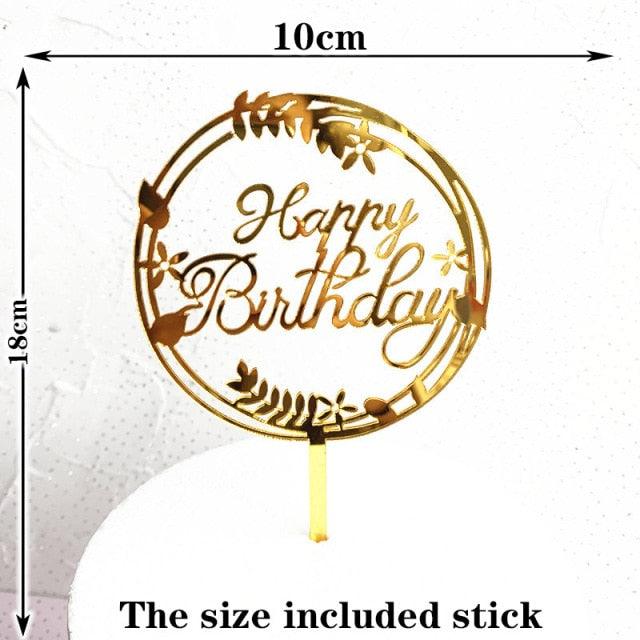 Happy Birthday Cake Topper Gold Cake Topper Acrylic Cake Topper Happy Birthday Cake Topper Cake Decoration Acrylic Letter Cake Toppers Party Supplies Happy Birthday Black Cake Decorations Stevvex