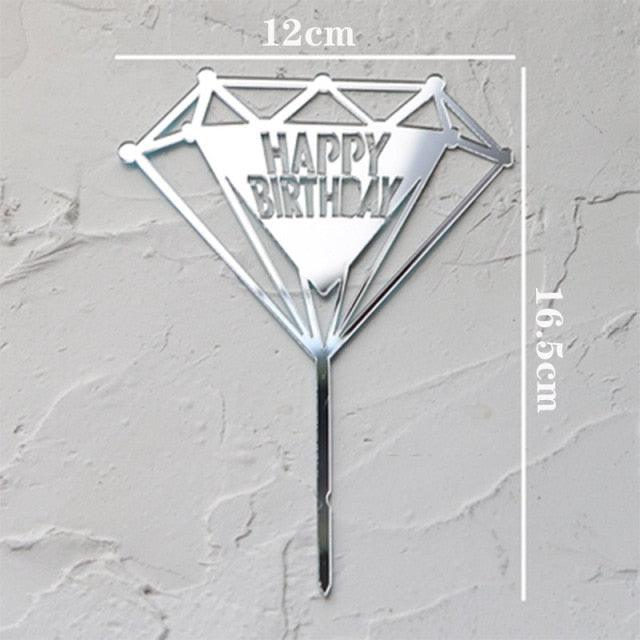 Happy Birthday Cake Topper Gold Cake Topper Acrylic Cake Topper Happy Birthday Cake Topper Cake Decoration Acrylic Letter Cake Toppers Party Supplies Happy Birthday Black Cake Decorations Stevvex