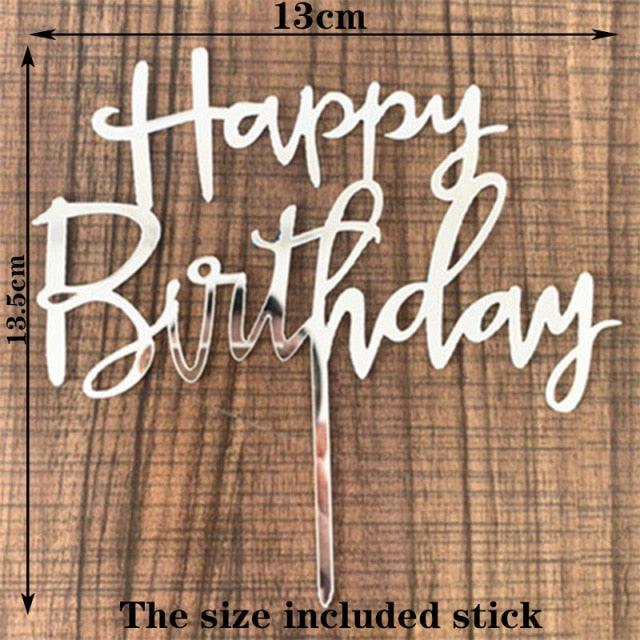 Happy Birthday Cake Topper Gold Cake Topper Acrylic Cake Topper Happy Birthday Cake Topper Cake Decoration Acrylic Letter Cake Toppers Party Supplies Happy Birthday Black Cake Decorations Stevvex