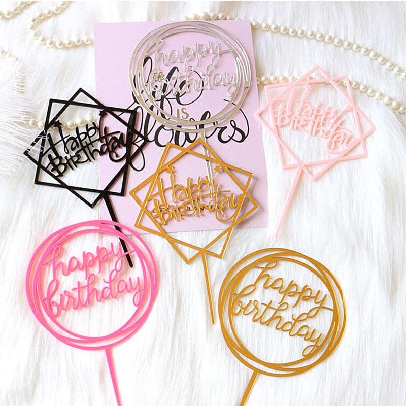 Happy Birthday Cake Topper Gold Cake Topper Acrylic Cake Topper Happy Birthday Cake Topper Cake Decoration Acrylic Letter Cake Toppers Party Supplies Happy Birthday Black Cake Decorations Stevvex