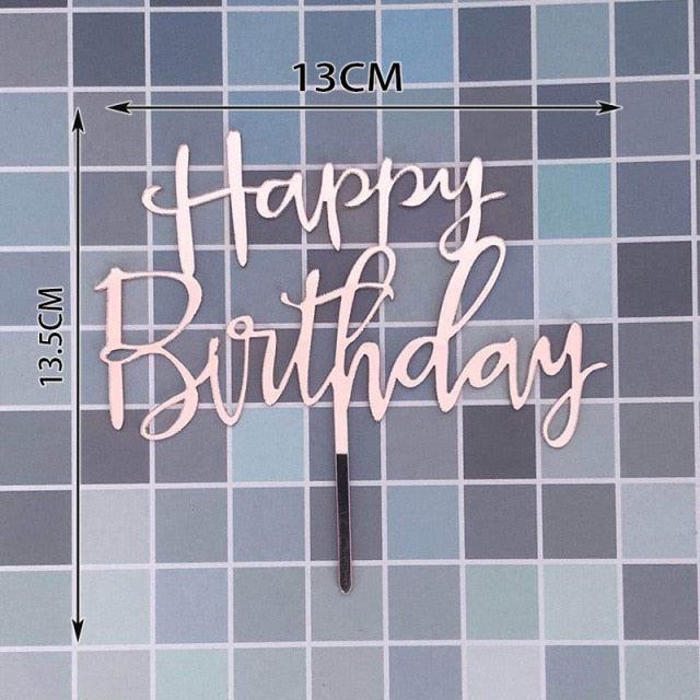 Happy Birthday Cake Topper Gold Cake Topper Acrylic Cake Topper Happy Birthday Cake Topper Cake Decoration Acrylic Letter Cake Toppers Party Supplies Happy Birthday Black Cake Decorations Stevvex