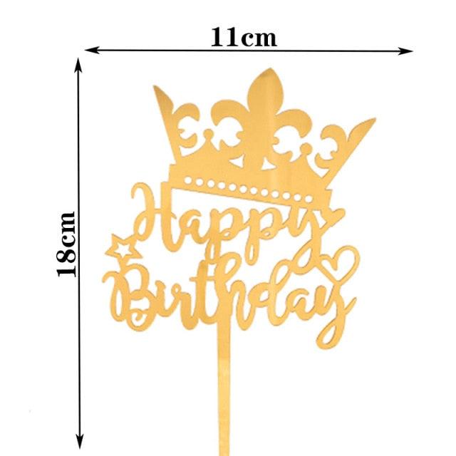 Happy Birthday Cake Topper Gold Cake Topper Acrylic Cake Topper Happy Birthday Cake Topper Cake Decoration Acrylic Letter Cake Toppers Party Supplies Happy Birthday Black Cake Decorations Stevvex