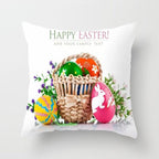Happy Easter Pillowcase Easter Decorations For Home Party Rabbit Eggs Spring Easter Decor Linen Throw Pillow Cover Case Farmhouse Eggs Tree Rabbit Holiday Cushion Cover Polyester Pillow Cover Stevvex