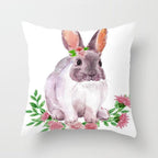 Happy Easter Pillowcase Easter Decorations For Home Party Rabbit Eggs Spring Easter Decor Linen Throw Pillow Cover Case Farmhouse Eggs Tree Rabbit Holiday Cushion Cover Polyester Pillow Cover Stevvex