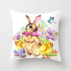 Happy Easter Pillowcase Easter Decorations For Home Party Rabbit Eggs Spring Easter Decor Linen Throw Pillow Cover Case Farmhouse Eggs Tree Rabbit Holiday Cushion Cover Polyester Pillow Cover Stevvex