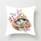 Happy Easter Pillowcase Easter Decorations For Home Party Rabbit Eggs Spring Easter Decor Linen Throw Pillow Cover Case Farmhouse Eggs Tree Rabbit Holiday Cushion Cover Polyester Pillow Cover Stevvex