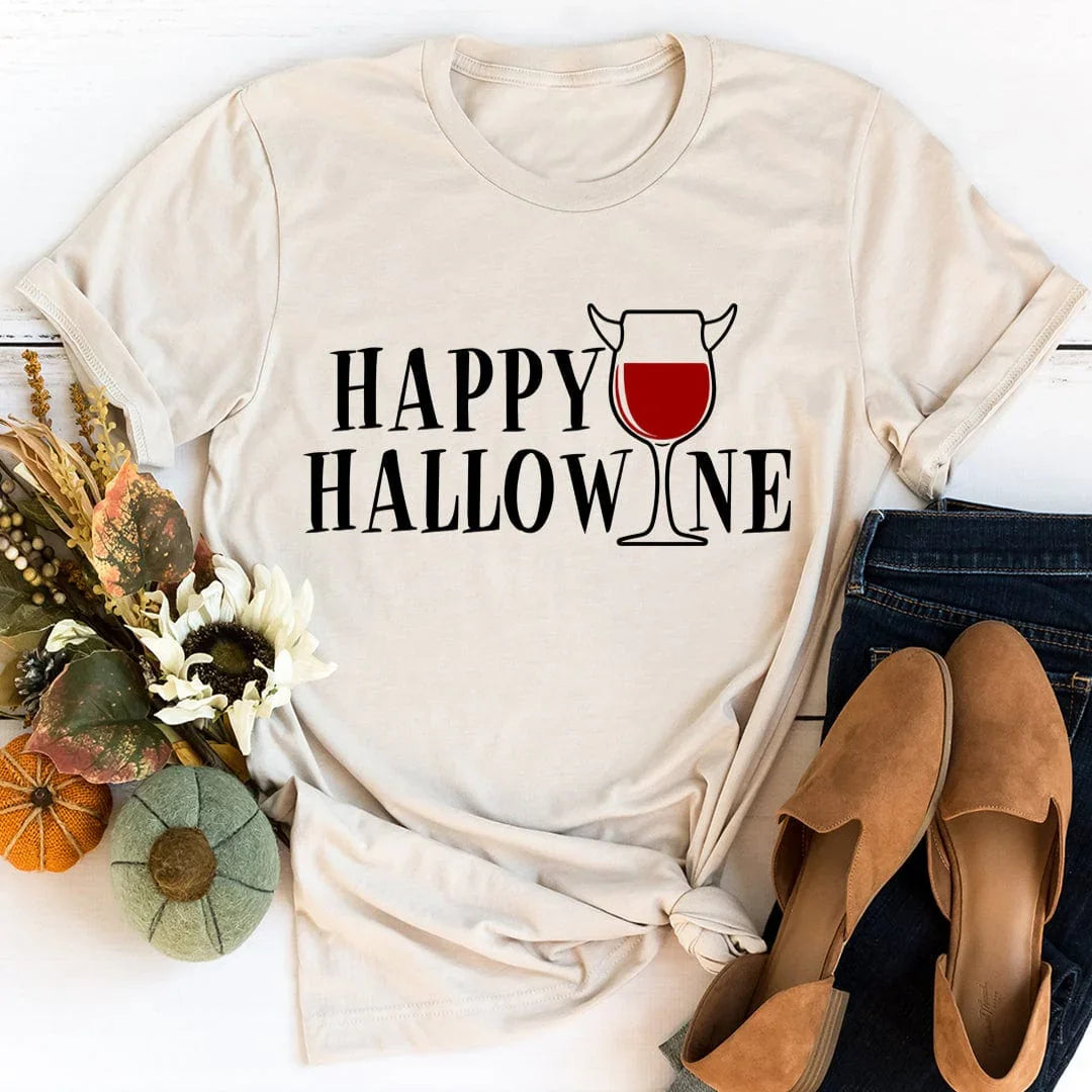 Happy Hallowine Tee Peachy Sunday
