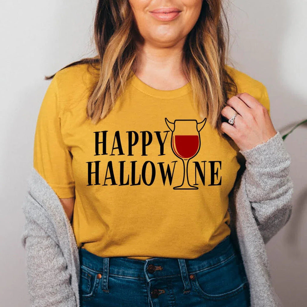 Happy Hallowine Tee Peachy Sunday