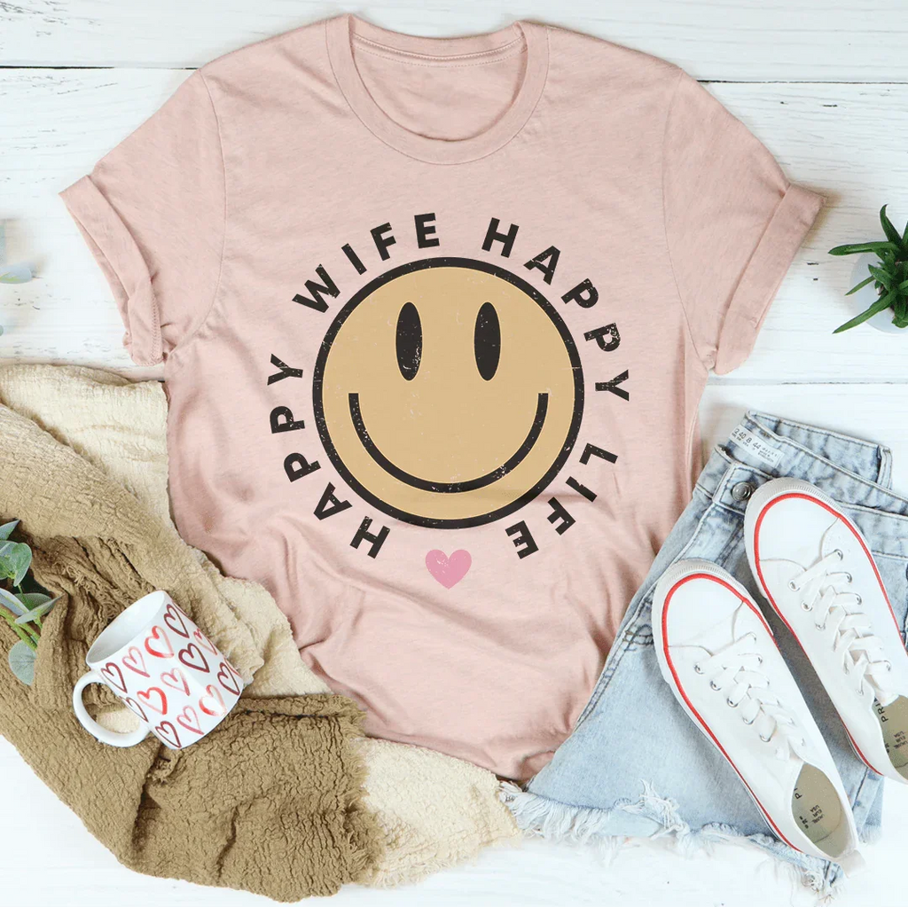 Happy Wife Happy Life Tee Peachy Sunday