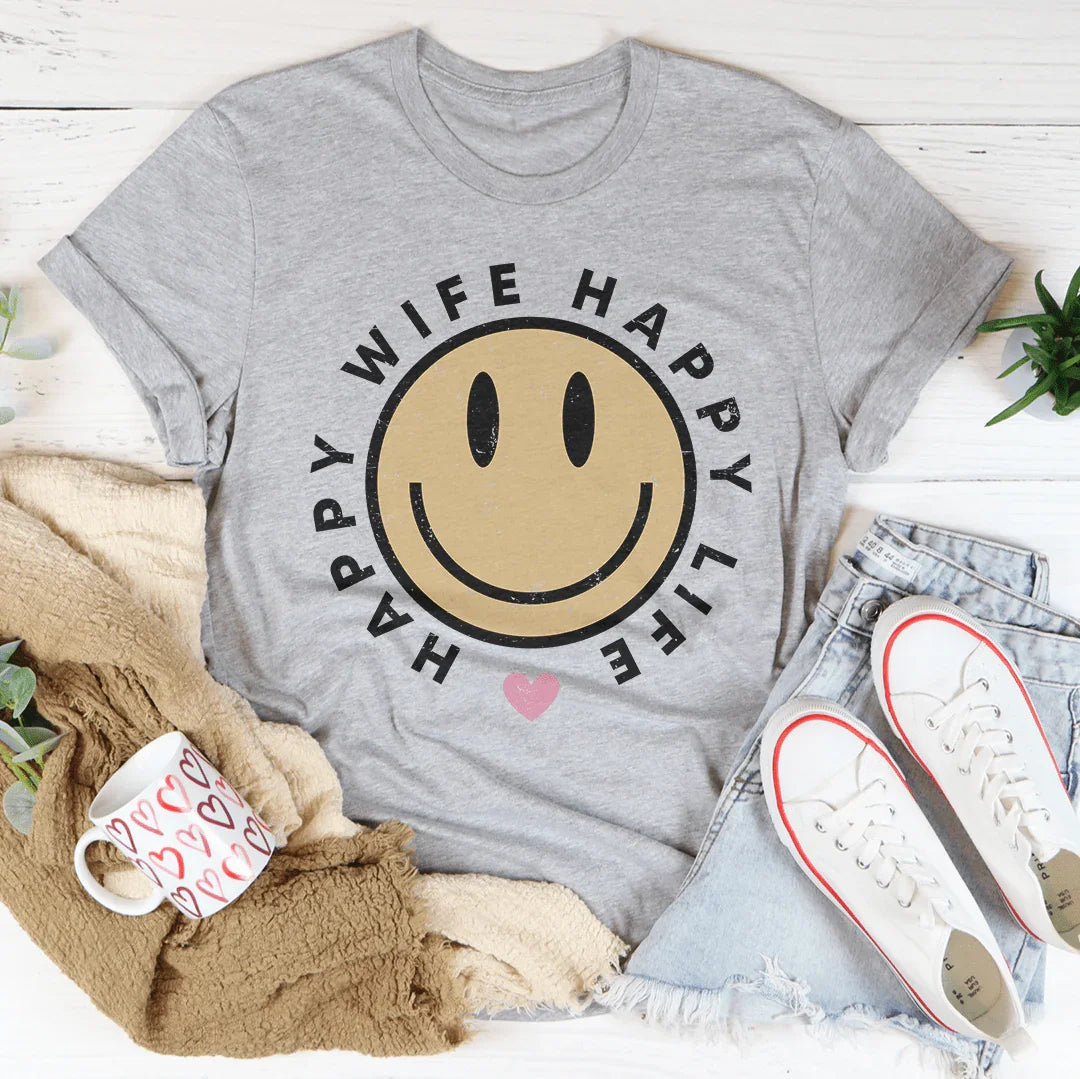 Happy Wife Happy Life Tee Peachy Sunday