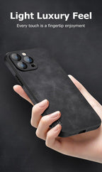Hard Case Genuine Leather Case Compatible with iPhone Elegant Leather Phone Case For iPhone 12 13 14 Pro Max 14Plus 14 Retro Soft Silicone Case Phone Protection Lens Protection Cover