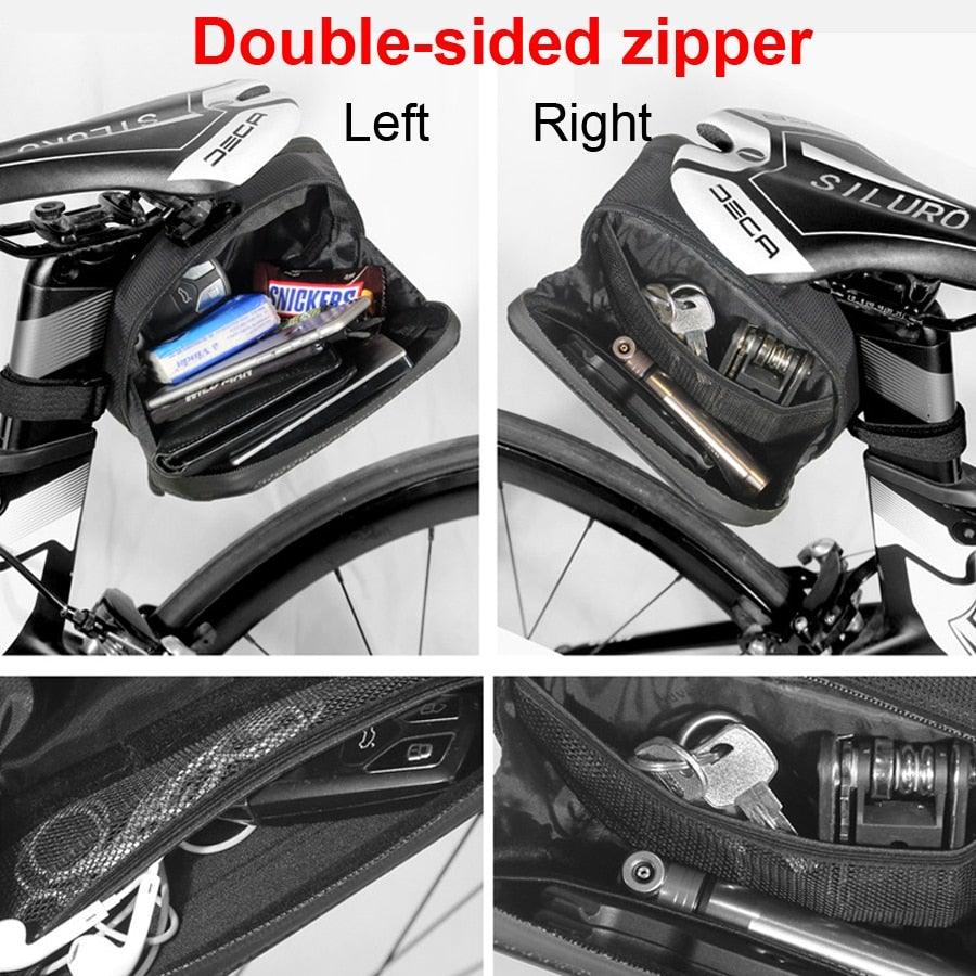 Hard Shell Bicycle Bag Waterproof Cycling Road Bike Tool Bag Night Reflective Bag Bike Accessories Bike Bag Bicycle Bag Under Hard Shell Bike Seat Bag with Silver Reflective Strip Bike Bag For Mountain Road Bike Stevvex