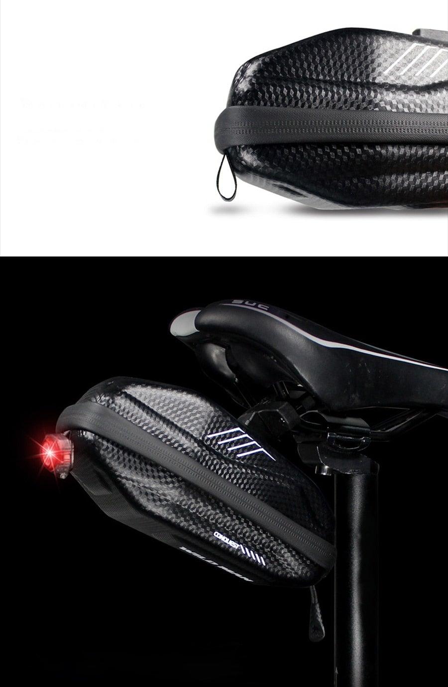 Hard Shell Bicycle Bag Waterproof Cycling Road Bike Tool Bag Night Reflective Bag Bike Accessories Bike Bag Bicycle Bag Under Hard Shell Bike Seat Bag with Silver Reflective Strip Bike Bag For Mountain Road Bike Stevvex