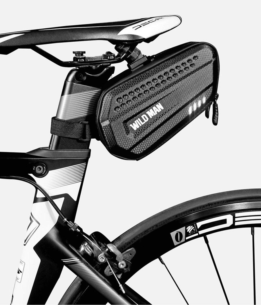 Hard Shell Bicycle Bag Waterproof Cycling Road Bike Tool Bag Night Reflective Bag Bike Accessories Bike Bag Bicycle Bag Under Hard Shell Bike Seat Bag with Silver Reflective Strip Bike Bag For Mountain Road Bike Stevvex