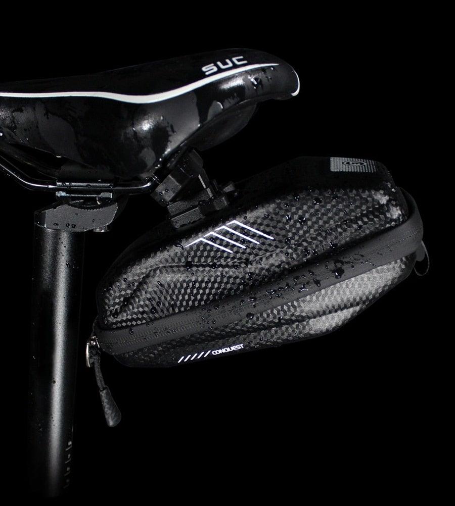Hard Shell Bicycle Bag Waterproof Cycling Road Bike Tool Bag Night Reflective Bag Bike Accessories Bike Bag Bicycle Bag Under Hard Shell Bike Seat Bag with Silver Reflective Strip Bike Bag For Mountain Road Bike Stevvex