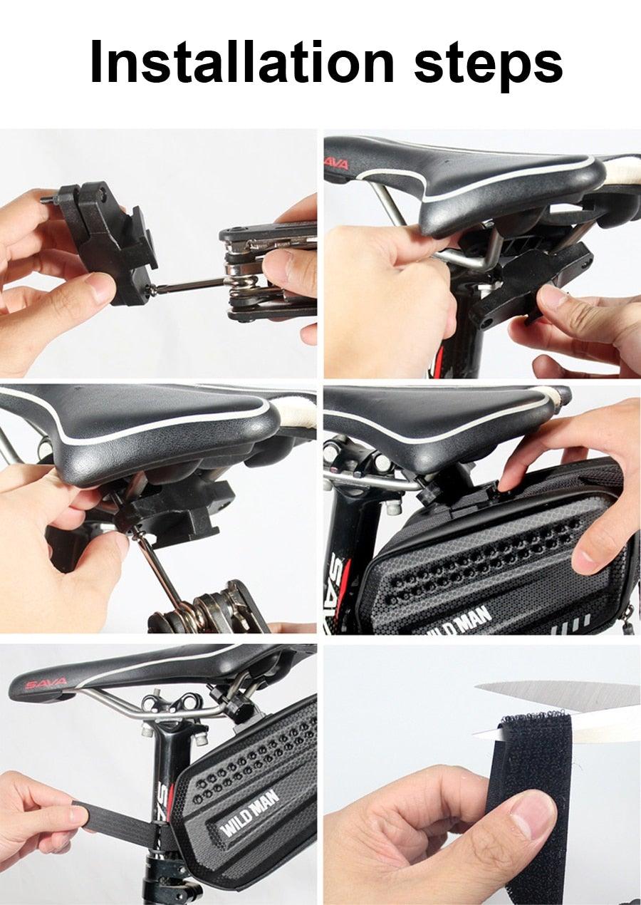 Hard Shell Bicycle Bag Waterproof Cycling Road Bike Tool Bag Night Reflective Bag Bike Accessories Bike Bag Bicycle Bag Under Hard Shell Bike Seat Bag with Silver Reflective Strip Bike Bag For Mountain Road Bike Stevvex