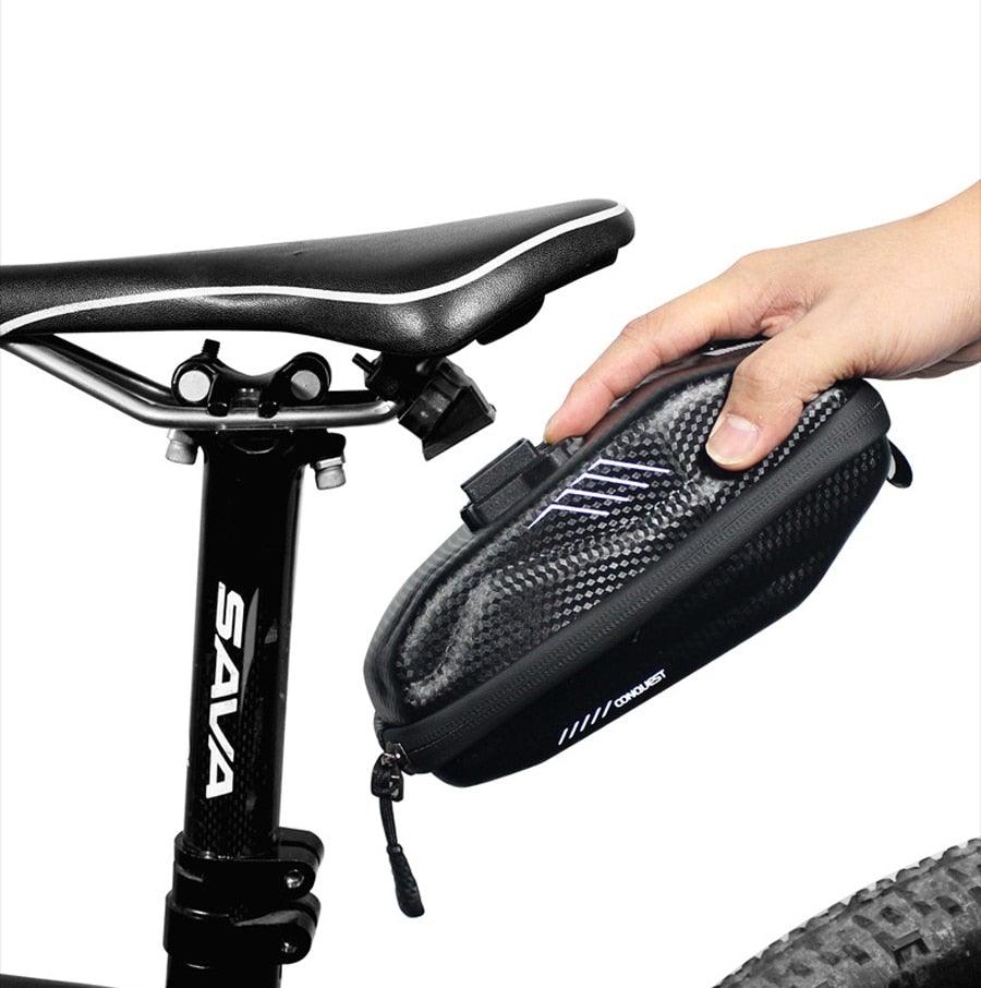 Hard Shell Bicycle Bag Waterproof Cycling Road Bike Tool Bag Night Reflective Bag Bike Accessories Bike Bag Bicycle Bag Under Hard Shell Bike Seat Bag with Silver Reflective Strip Bike Bag For Mountain Road Bike Stevvex