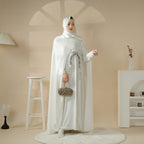 Haute Couture Abaya, Heavy-Crafted 3-Layer Cape Abaya (MA096)
