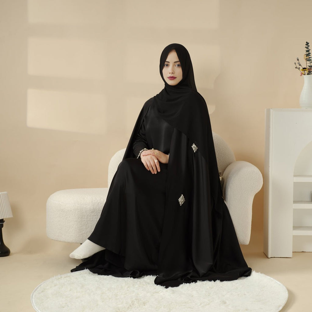Cape Abaya, Haute Couture Heavy Rhinestone Abaya (MOA067) Mariam's Collection