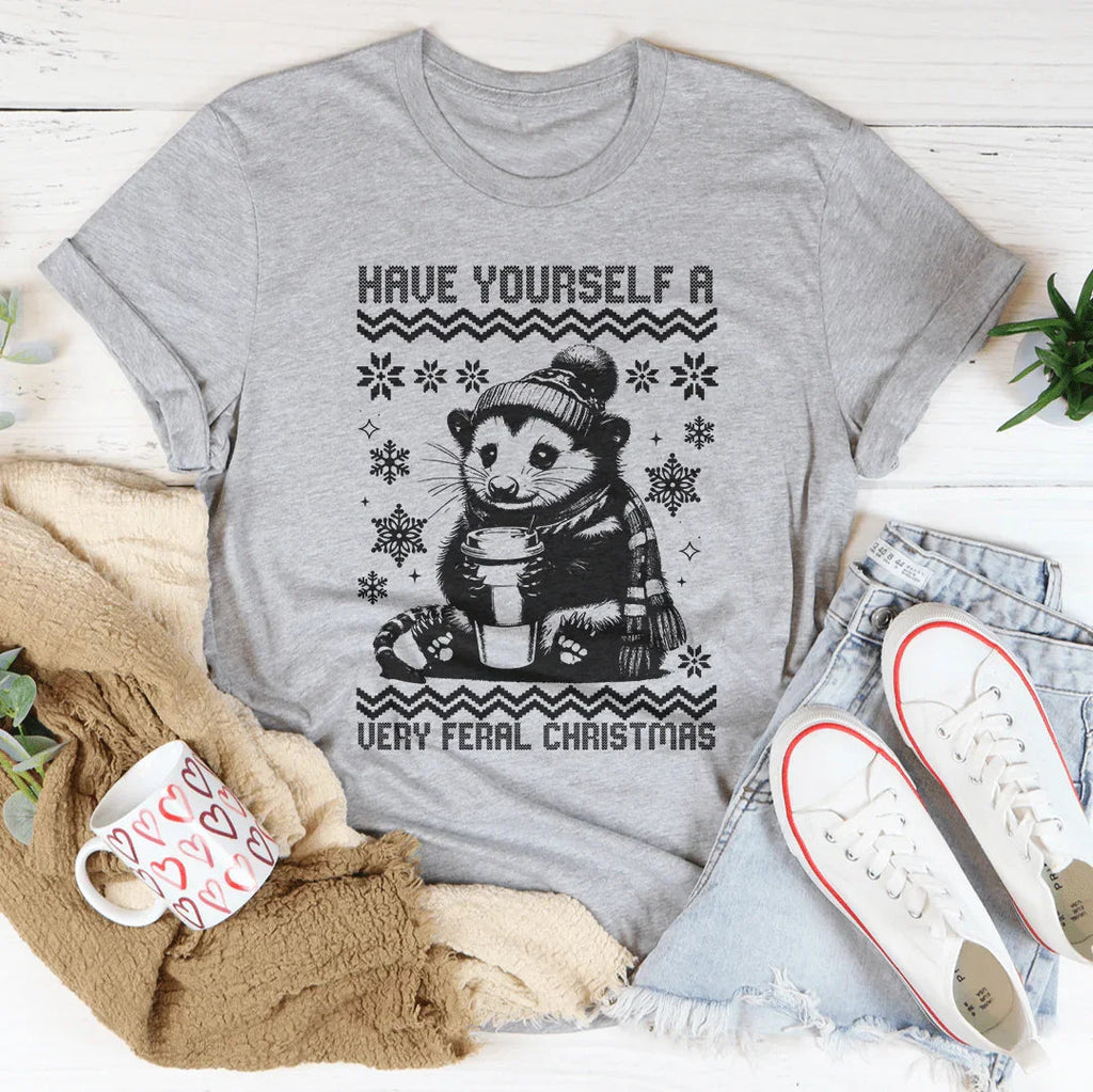 Have Yourself A Very Feral Christmas Tee Peachy Sunday