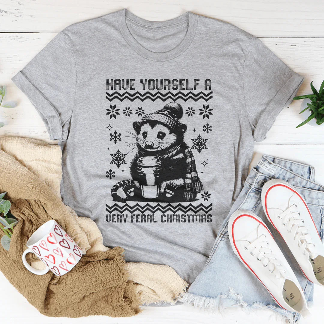 Have Yourself A Very Feral Christmas Tee Peachy Sunday