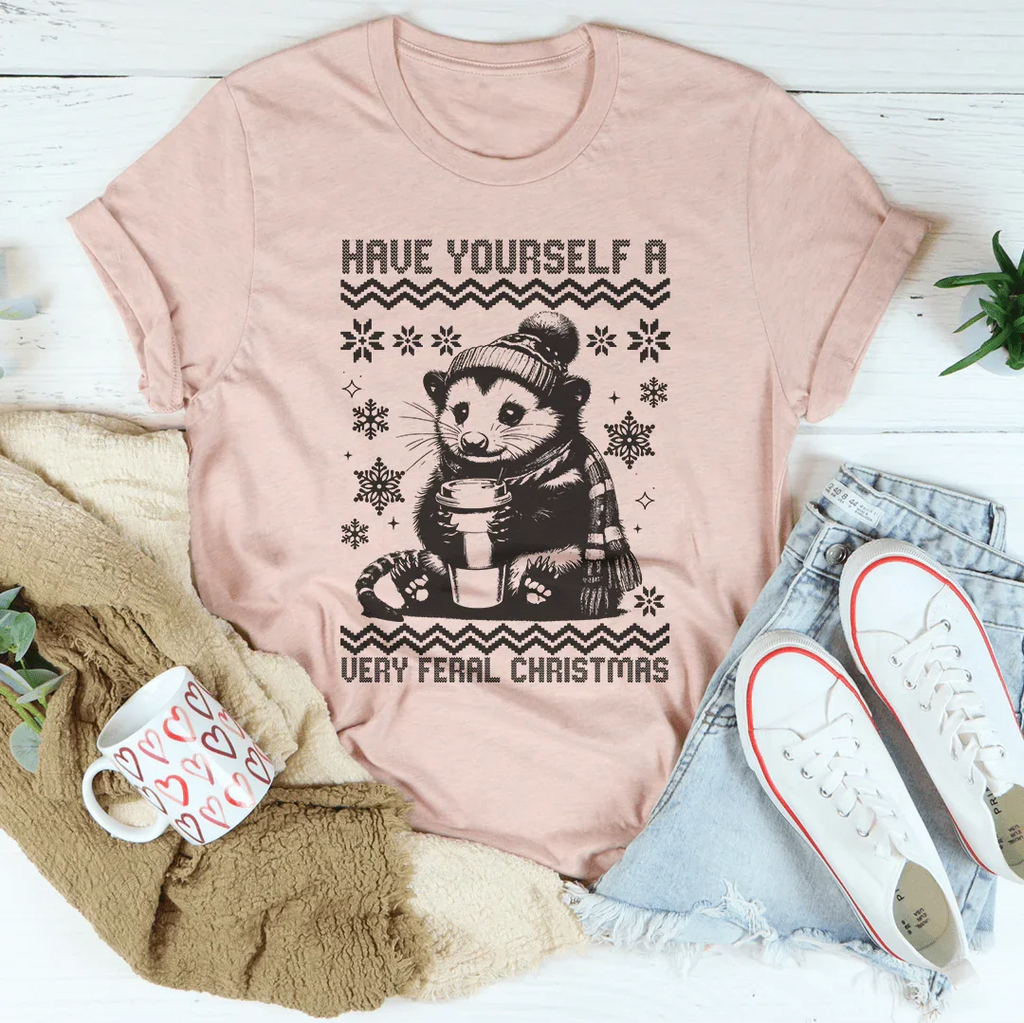 Have Yourself A Very Feral Christmas Tee Peachy Sunday