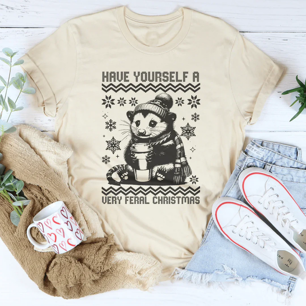 Have Yourself A Very Feral Christmas Tee Peachy Sunday