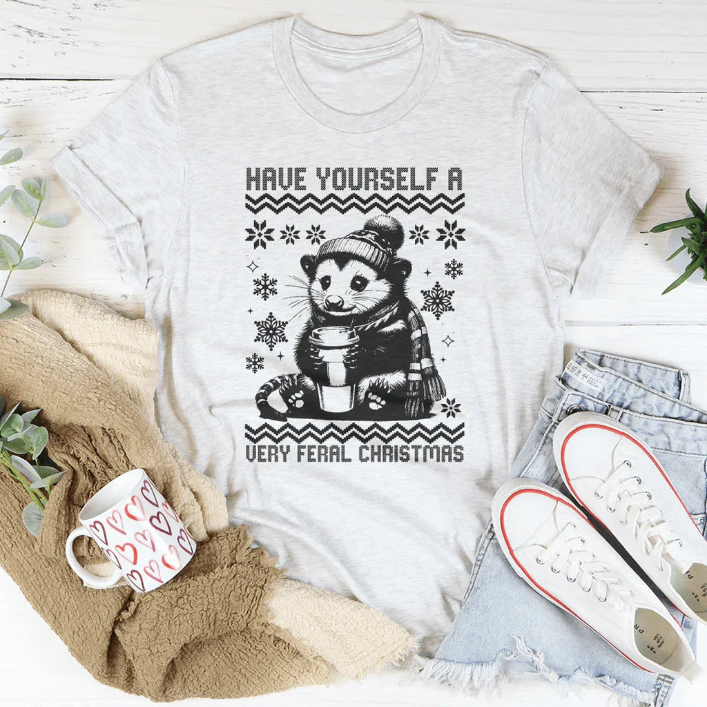 Have Yourself A Very Feral Christmas Tee Peachy Sunday