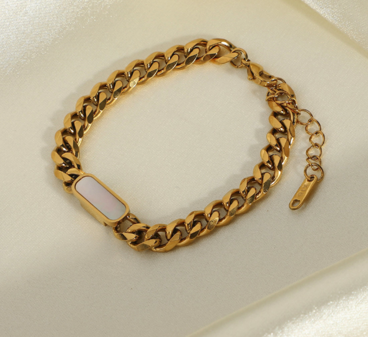 Hayden White Inlay Gold Chain Bracelet For Women Adjustable
