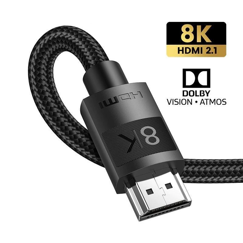 HDMI 2.1 Cable Ultra High Speed 8K60Hz 4K120Hz HDMI Splitter Cable 48Gbps Ultra High Speed 4K 120Hz Braided HDMI Cable Dynamic HDR Vision HDR 10 Compatible With UHD TV Laptop Stevvex