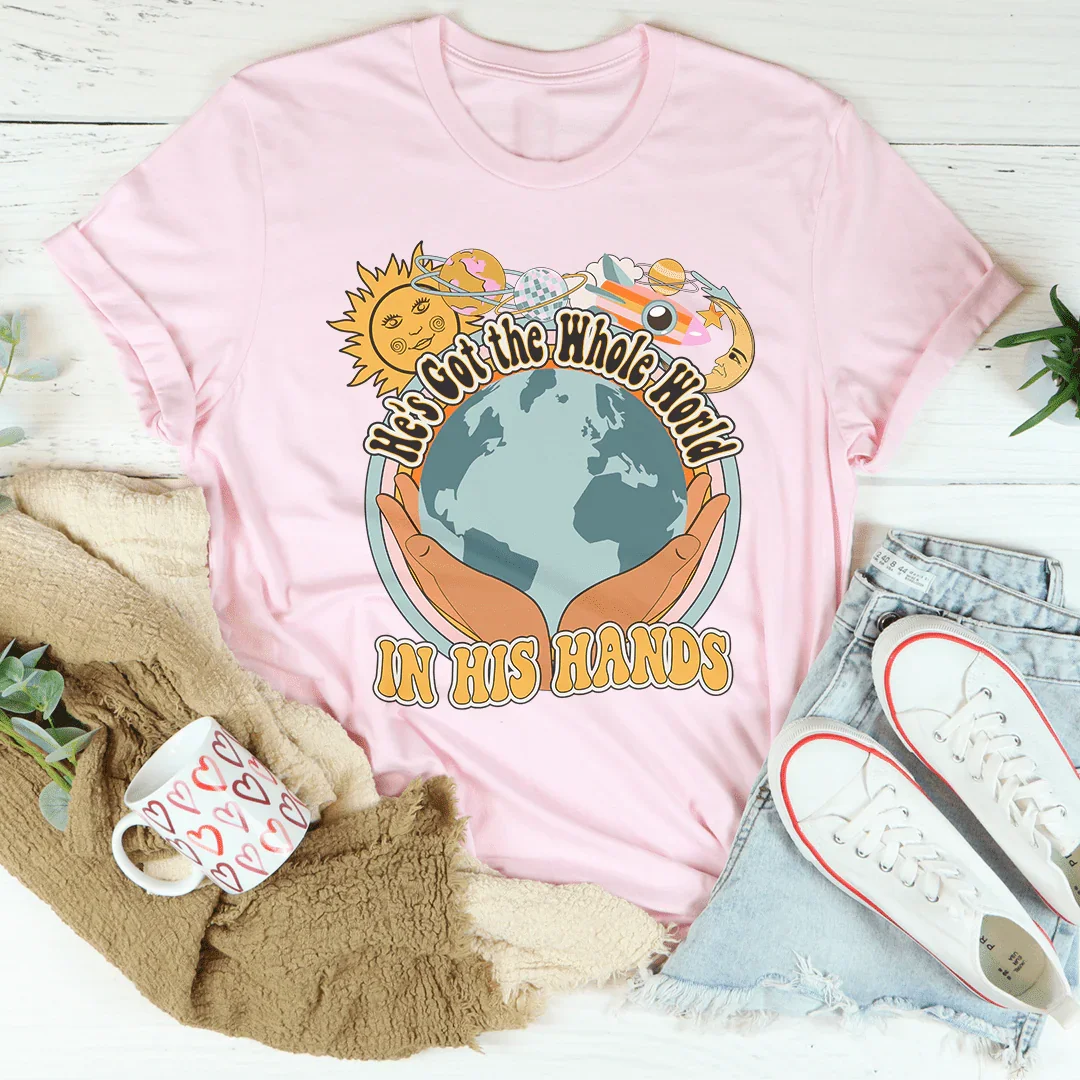 He's Got The Whole World In His Hands Tee Peachy Sunday