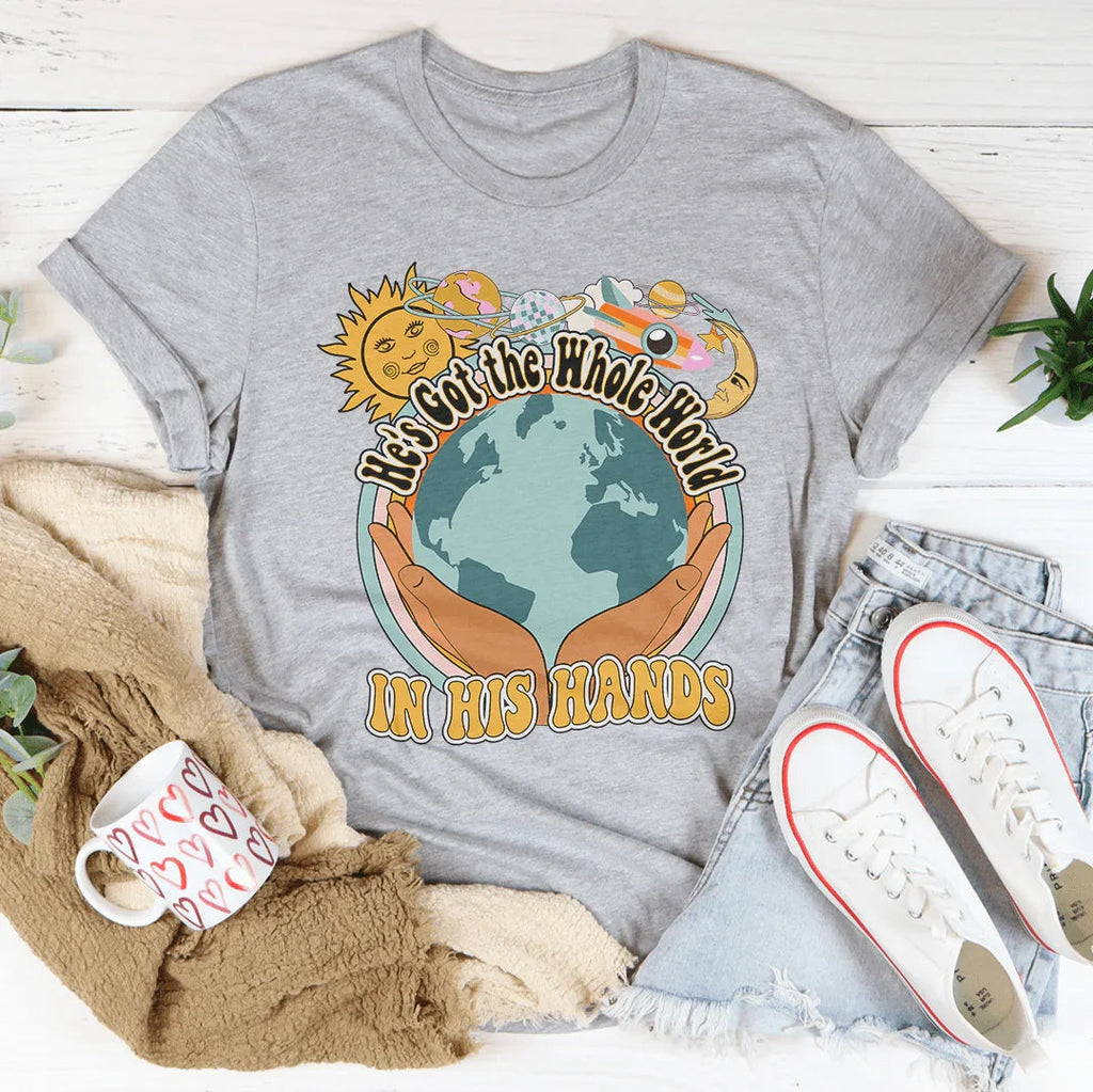 He's Got The Whole World In His Hands Tee Peachy Sunday