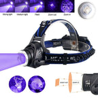 Headlamp Flashlight USB LED Head Rechargeable Light Waterproof Green/Red/UV 395nm Zoomable Headlamp Flashlight Light Outdoor   Waterproof Headlight Led Head Lamp 3 Modes Torch For Camping Hiking Fishing