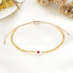Heart Bracelets For Couple Valentines Day Beaded Jewelry Adjustable Small Bangle Couple Bracelet Braided Leather Rope Bangle Wrist Adjustable Cute Bracelet For Friendship