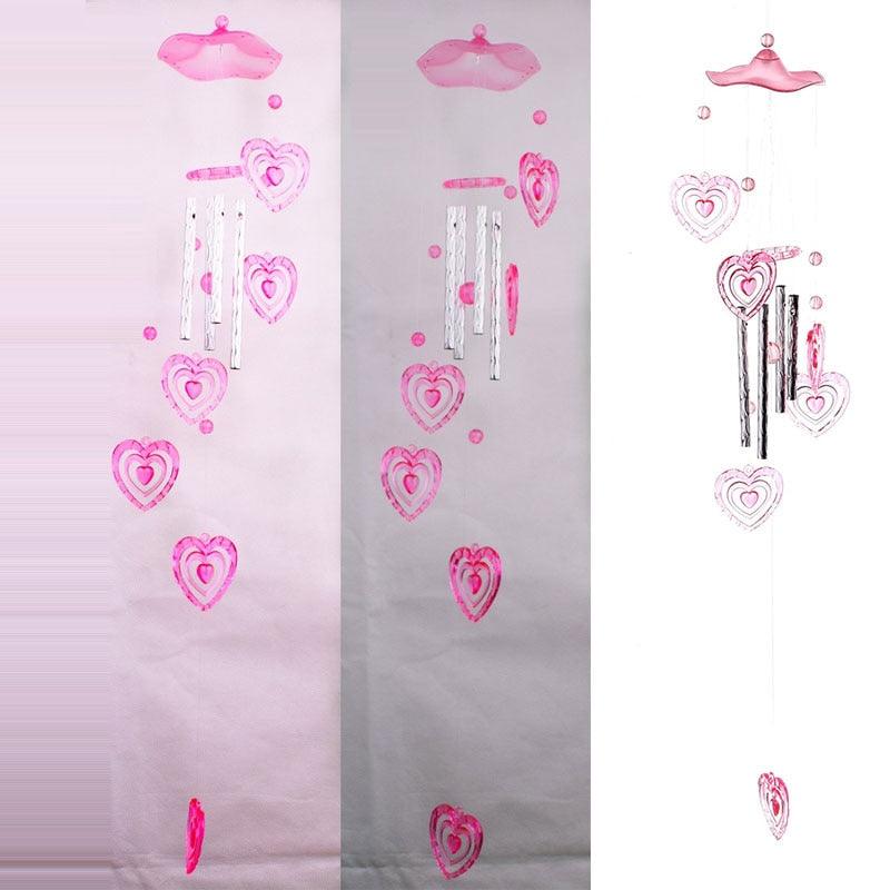 Heart Plastic Crystal  Metal Tubes Wind Chime Home Garden Decoration Gift Car Outdoor Heart Wind Chimes Decoration Gift for Mom Heart Wind Bell  Heart Wind Catcher Aluminum  Outdoor Yard Garden Decor Wind Chimes Stevvex