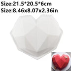 Heart Shaped Silicone Cake Mold With Mini Hammer 3D Geometric Cake Mold Silicone Mousse/Chocolate Cakes Mould For Birthday Heart Shaped Chocolate Mold Silicone Fondant Chocolate Mousse Cake Molds Tray Multi Function Stevvex