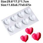 Heart Shaped Silicone Cake Mold With Mini Hammer 3D Geometric Cake Mold Silicone Mousse/Chocolate Cakes Mould For Birthday Heart Shaped Chocolate Mold Silicone Fondant Chocolate Mousse Cake Molds Tray Multi Function Stevvex