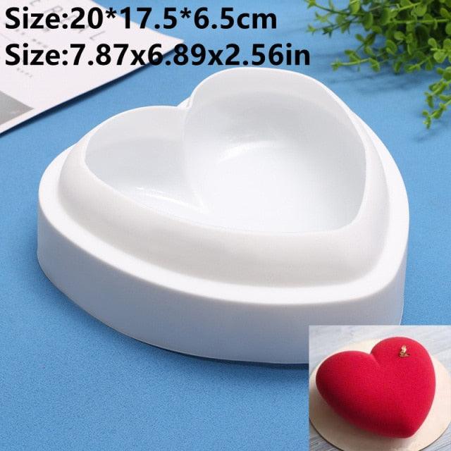 Heart Shaped Silicone Cake Mold With Mini Hammer 3D Geometric Cake Mold Silicone Mousse/Chocolate Cakes Mould For Birthday Heart Shaped Chocolate Mold Silicone Fondant Chocolate Mousse Cake Molds Tray Multi Function Stevvex