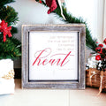 Christmas Heart 5 Inch Wood Framed Metal Embossed Sign Holiday Wall Decor Rustic Home BandsCo Straps