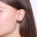 Heartbeat Stud Earrings Red Enamel Silver Minimalist